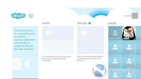 Windows 8版Skype抢先体验